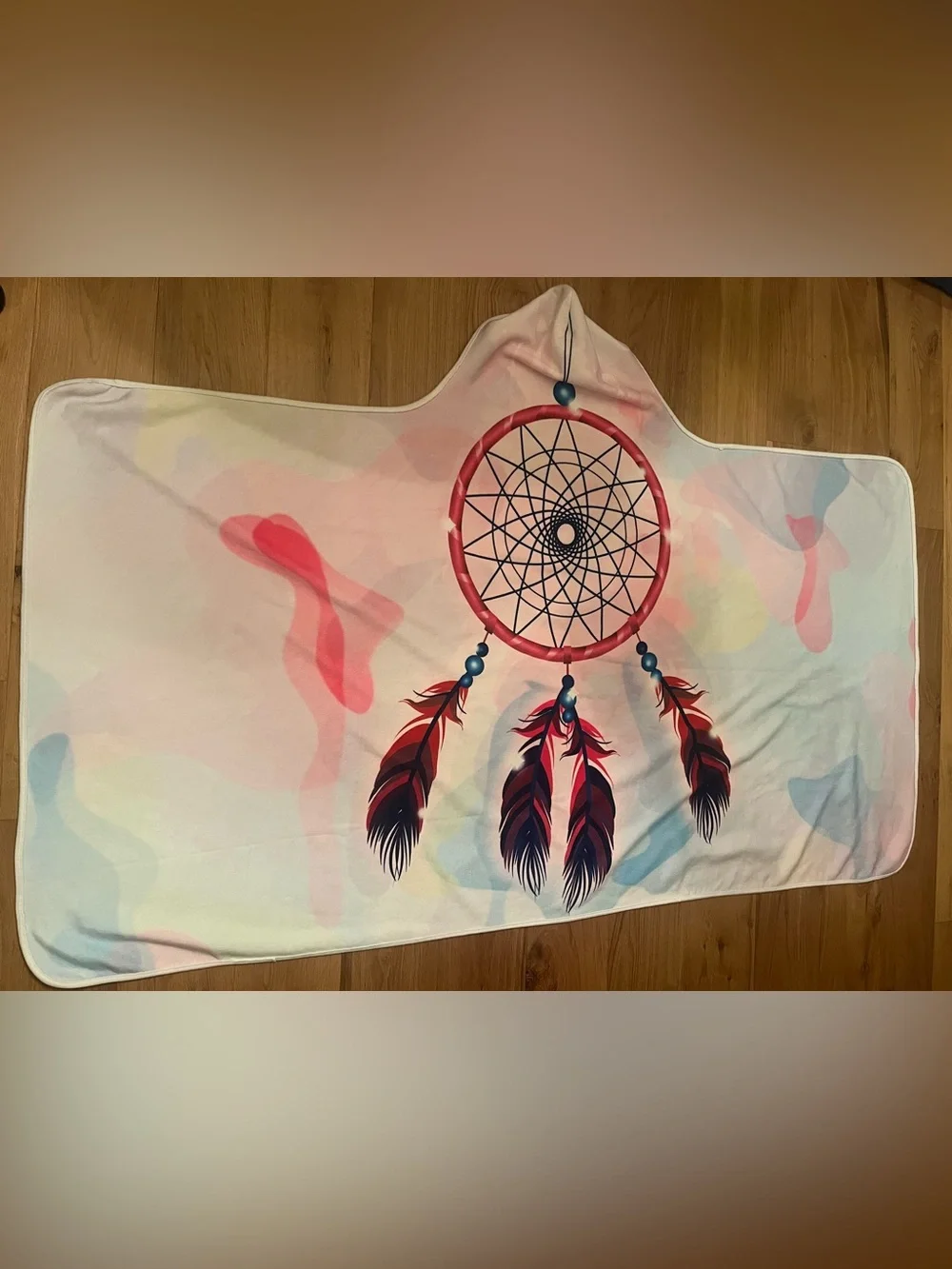 Cream Sherpa Hooded Blanket with Wind Catcher Design
